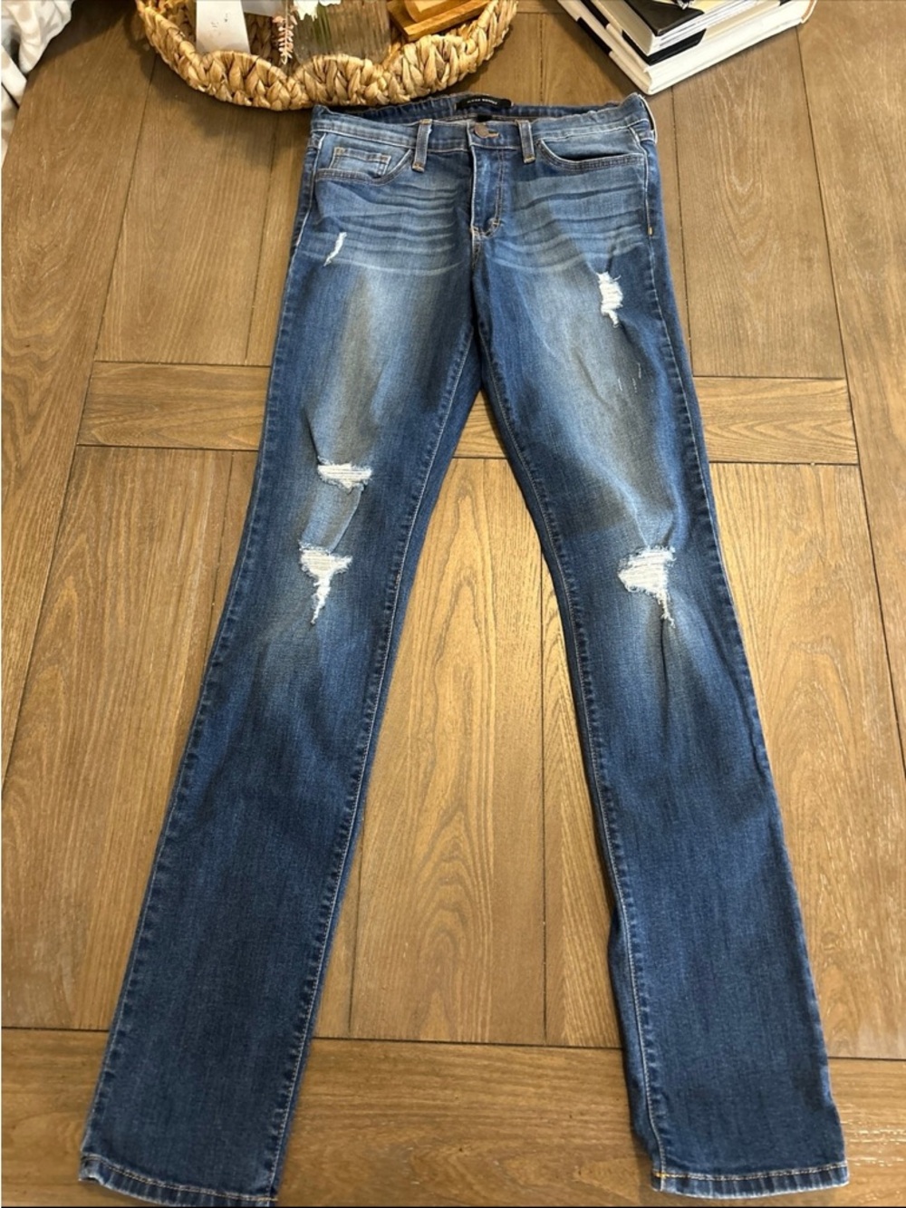 Flying Monkey Women's Skinny Distressed Jeans - Medium Blue